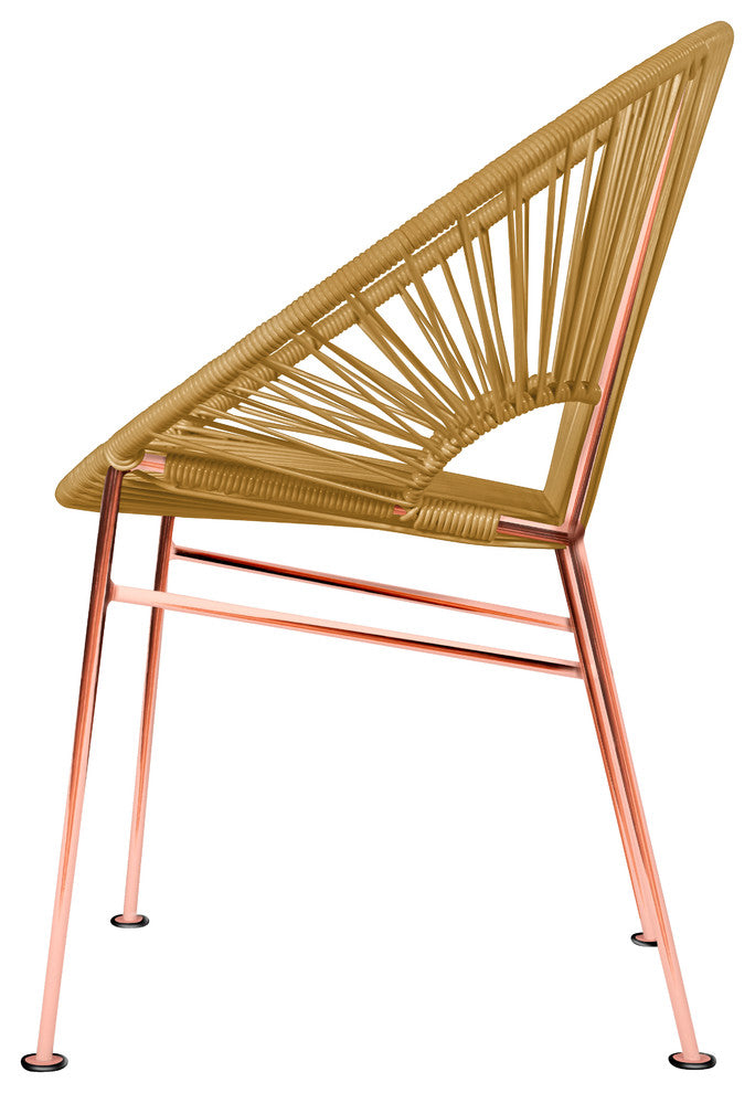 Concha Indoor/Outdoor Handmade Dining Chair, Gold Weave, Copper Frame