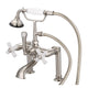 Vintage 7" Spread Deck Mount Tub Faucet w/6" Risers & Handshower, Cross handles