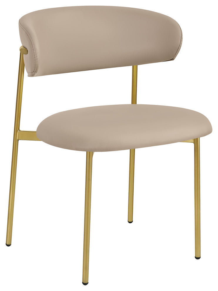 Lupita Vegan Leather Dining Chair, Set of 2, Taupe, Brushed Gold Finish