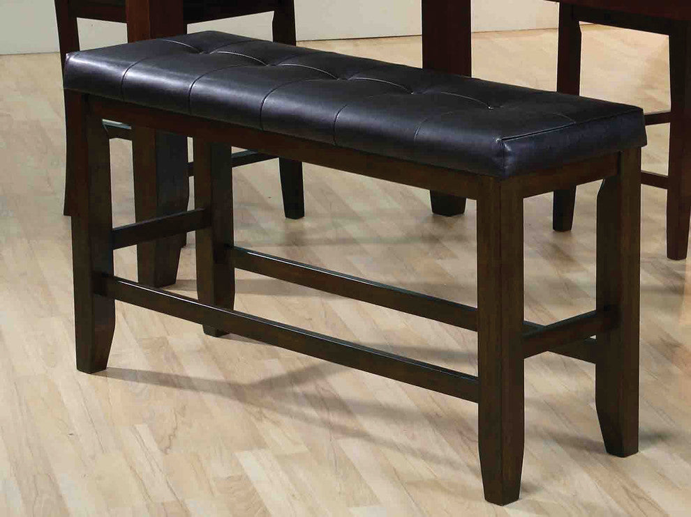 Acme Urbana Counter Height Bench, Black PU and Espresso