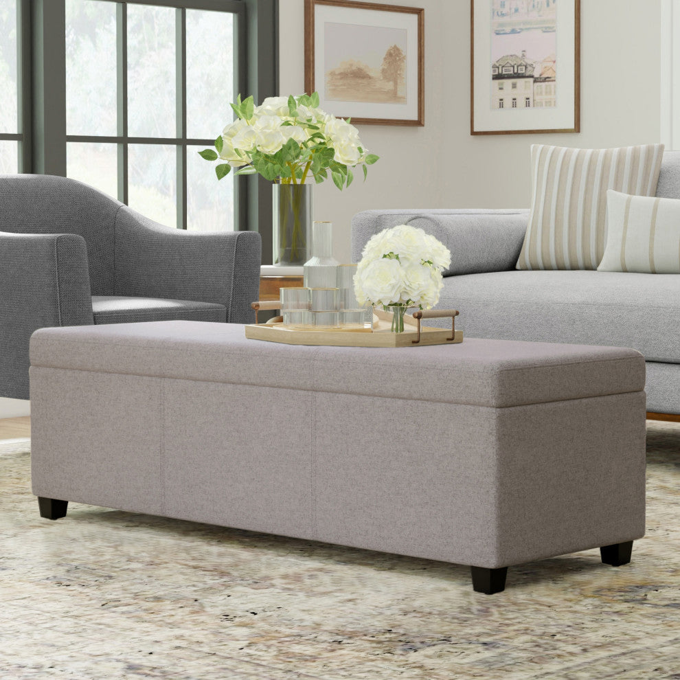 Avalon Extra Large Storage Ottoman Bench, Cloud Grey