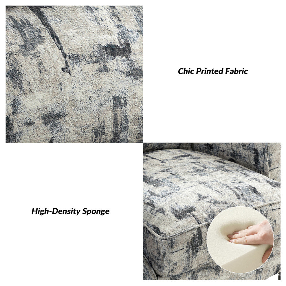 Modern Push-Back Plaid Recliner with Rolled Armrest, Gray