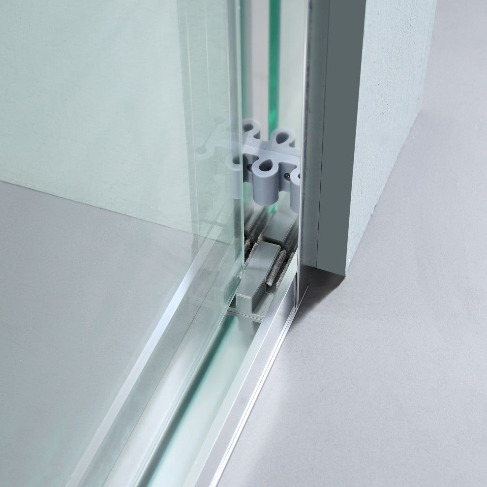 48" W x 76" H Double Sliding Semi-Frameless Shower Door