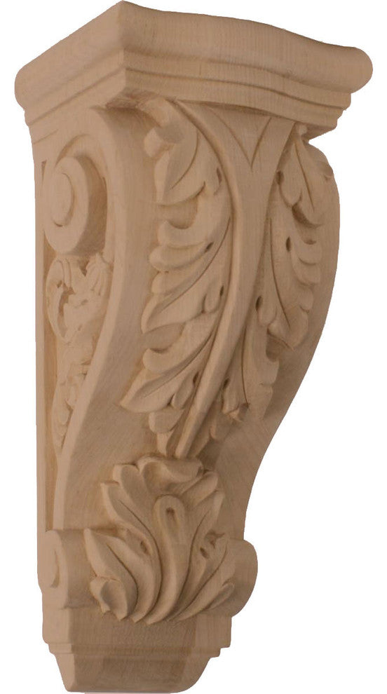 5 1/4"W x 4 3/4"D x 12"H Medium Farmingdale Acanthus Corbel, Alder