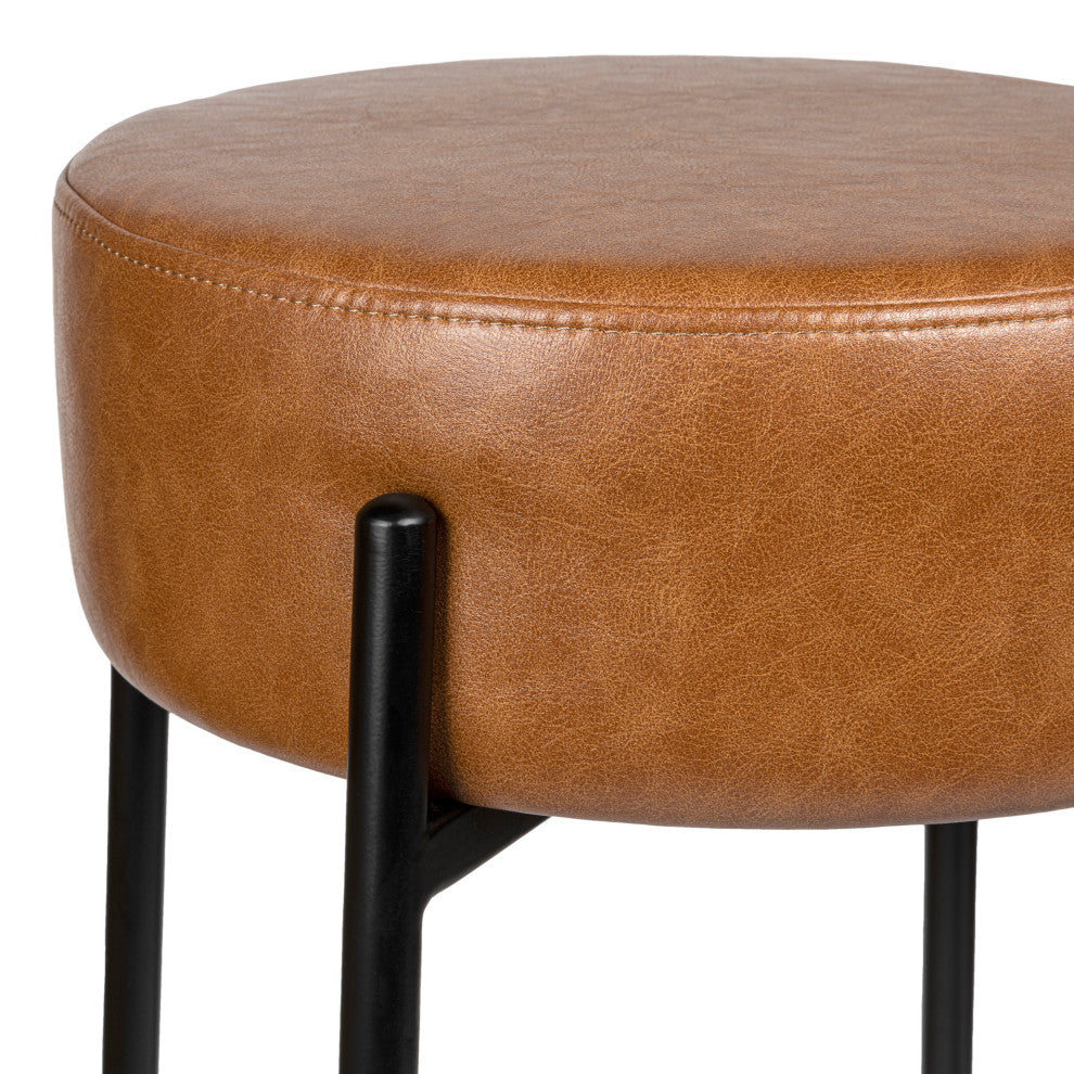 Paola Modern Minimalist Round Backless Metal Cushioned Bar Stool