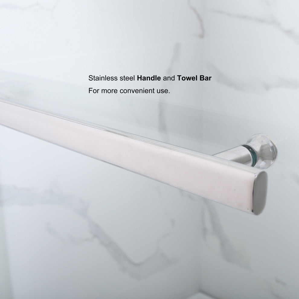 Napoli 34" W x 58" H Hinged Frameless Tub Door, Matte Black