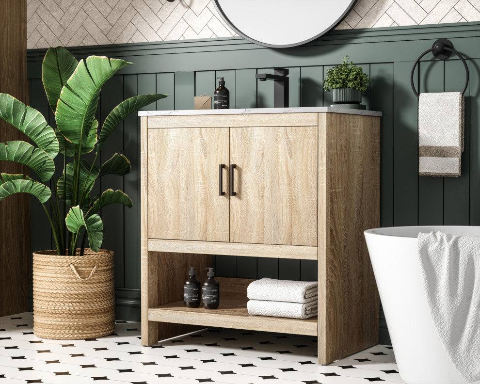 Home Living 30" Single Bathroom Vanity, Mango Wood