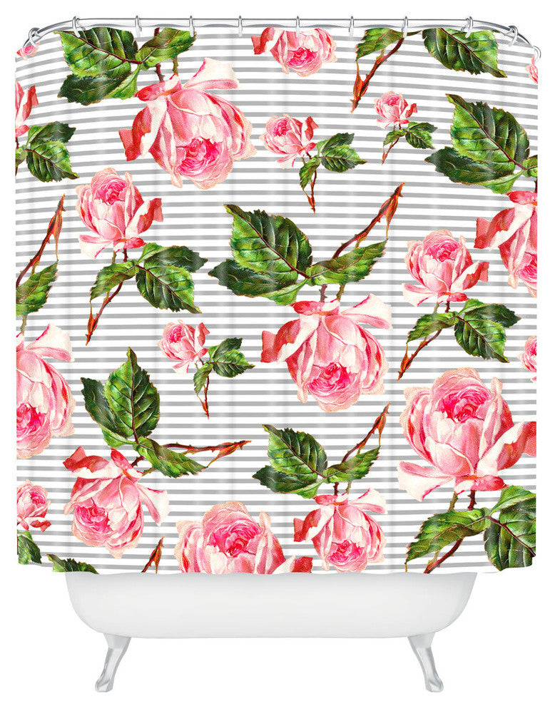 Deny Designs Allyson Johnson Roses And Stripes Shower Curtain
