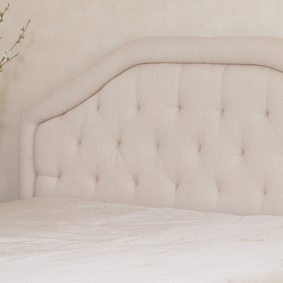 GDF Studio Celina Queen Size Headboard w/ Button Tufted Accent, Light Beige