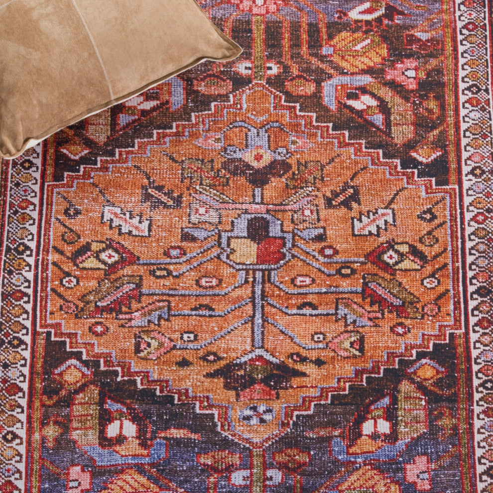 Safavieh Tucson TSN127 Rug Machine-Washable, Navy/Rust, 10'x14'