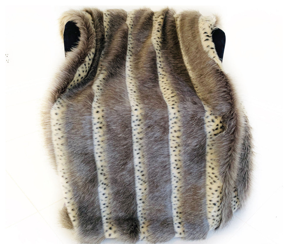 Plutus Gray Two Tone Feather Faux Fur Luxury Throw Blanket, 114"x120"