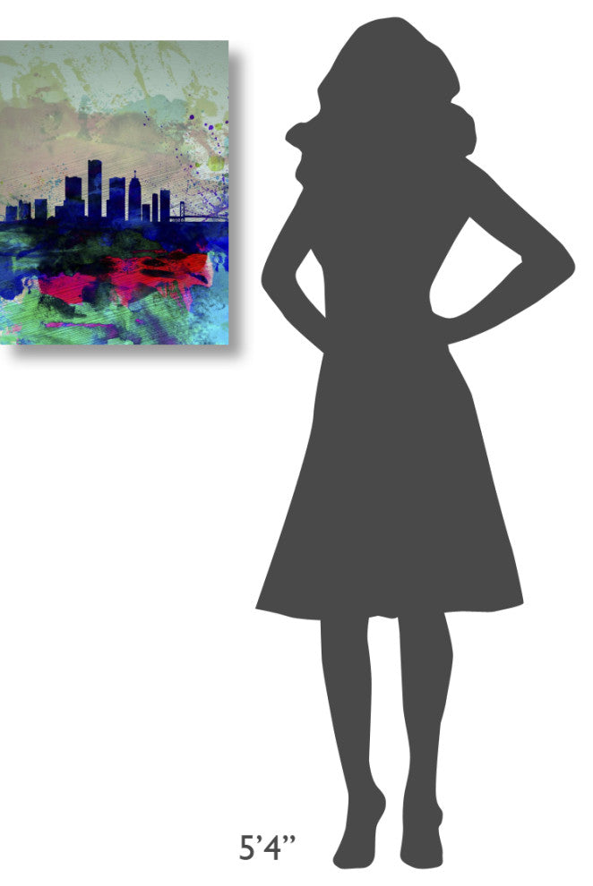 "Detroit Watercolor Skyline" Fine Art Print
