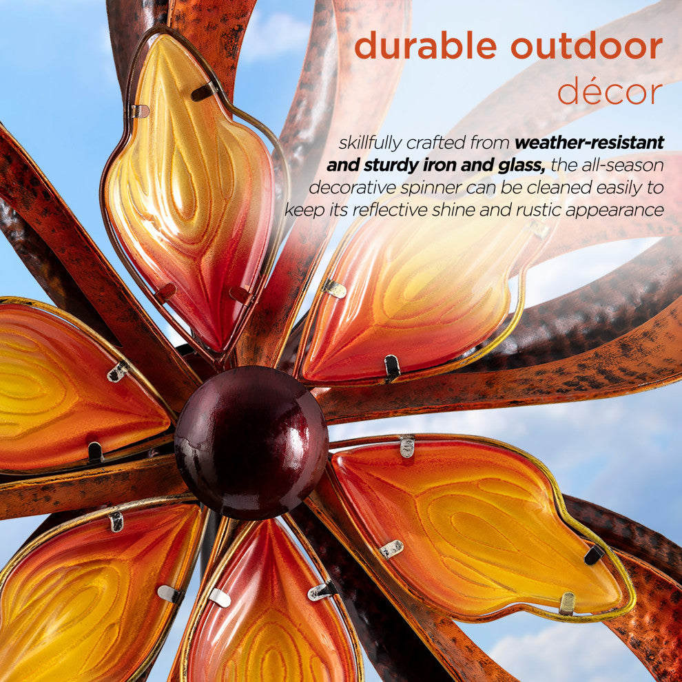 Metal Double-Sided Flame Spinning Garden Stake, 96"