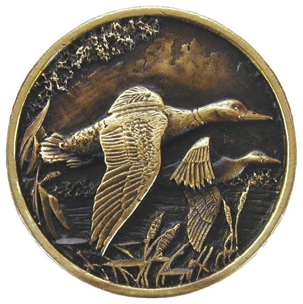 On the Wing Ducks Knob Antique Brass, Antique Brass