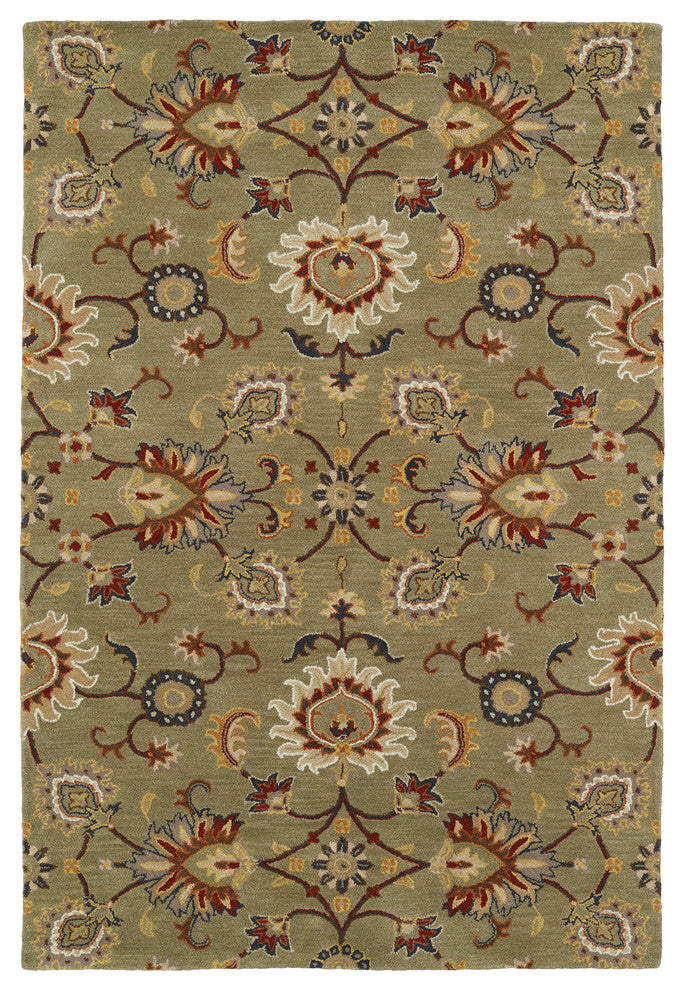 Kaleen Hand-Tufted Middleton Green Wool Rug, 9'x12'