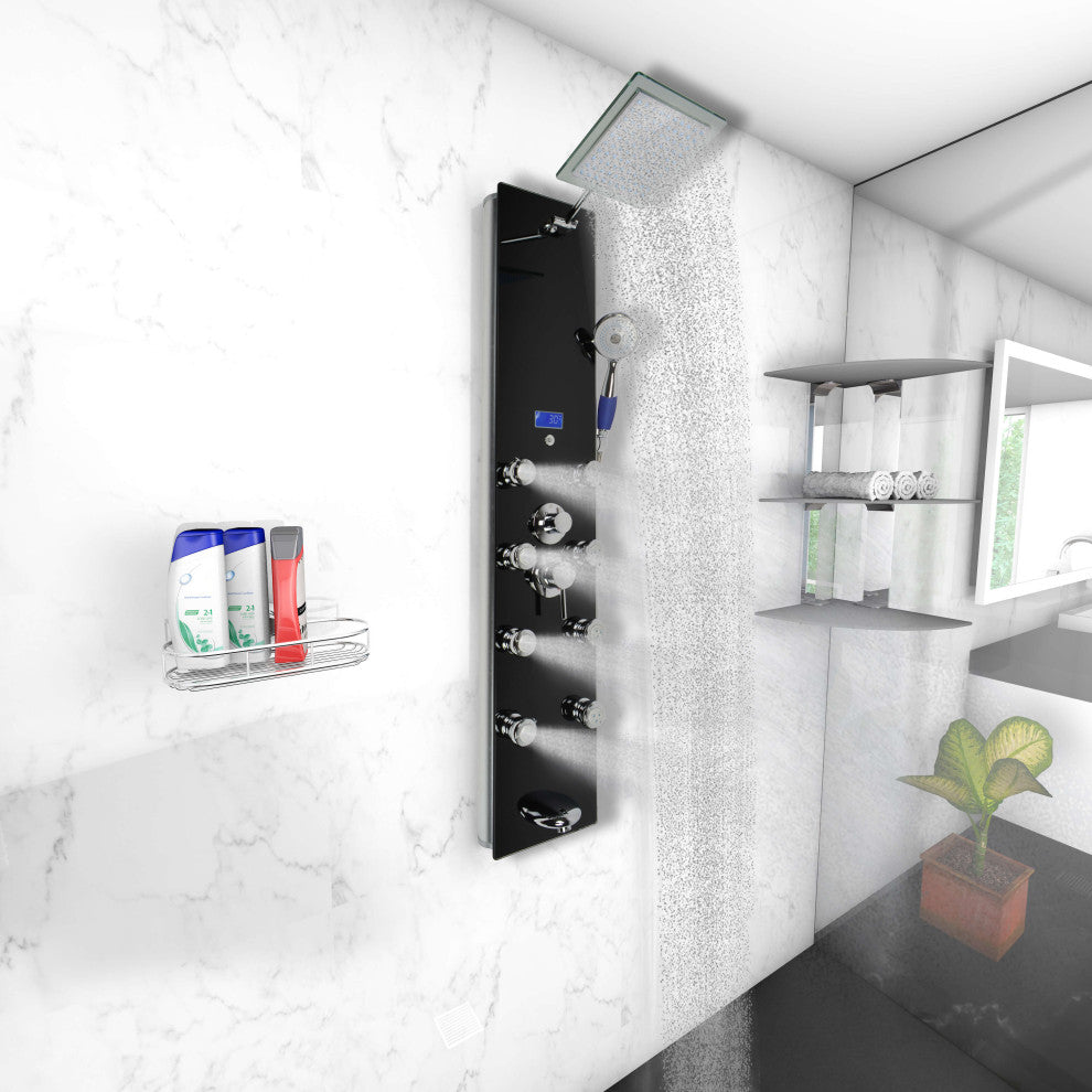 Blue Ocean 52"? Aluminum SPA392B Shower Panel with Rainfall Shower Head