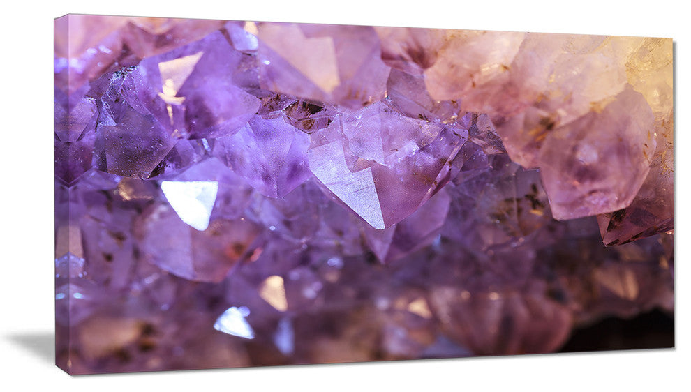 Purple White Natural Amethyst Geode, Large Abstract Canvas Artwork, 32"x16"