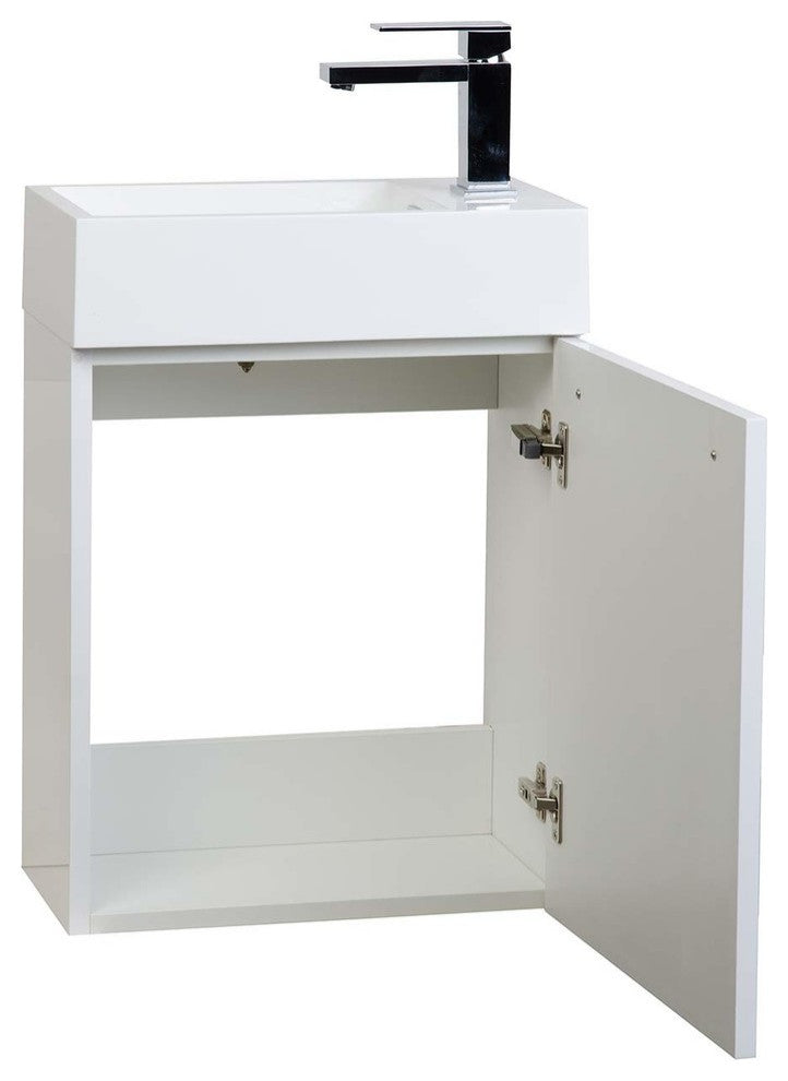 Bath Vanity, Glossy White, 18"