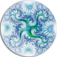 Light Blue And Green Fractal Design, Abstract Disc Metal Artwork, 23"