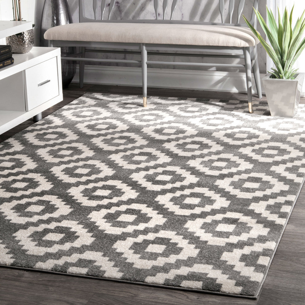 Bird Eye Area Rug, Gray, 5'3"x7'7"