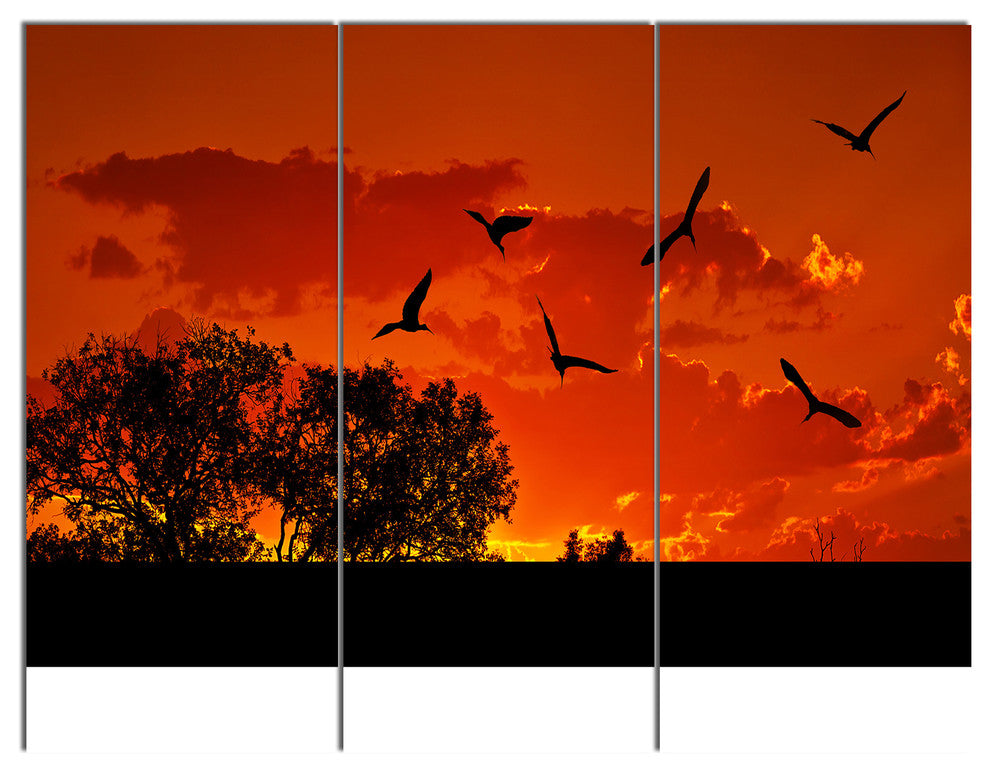 African with Warm Sunset, African Canvas Print, 36x28, 3 Panels
