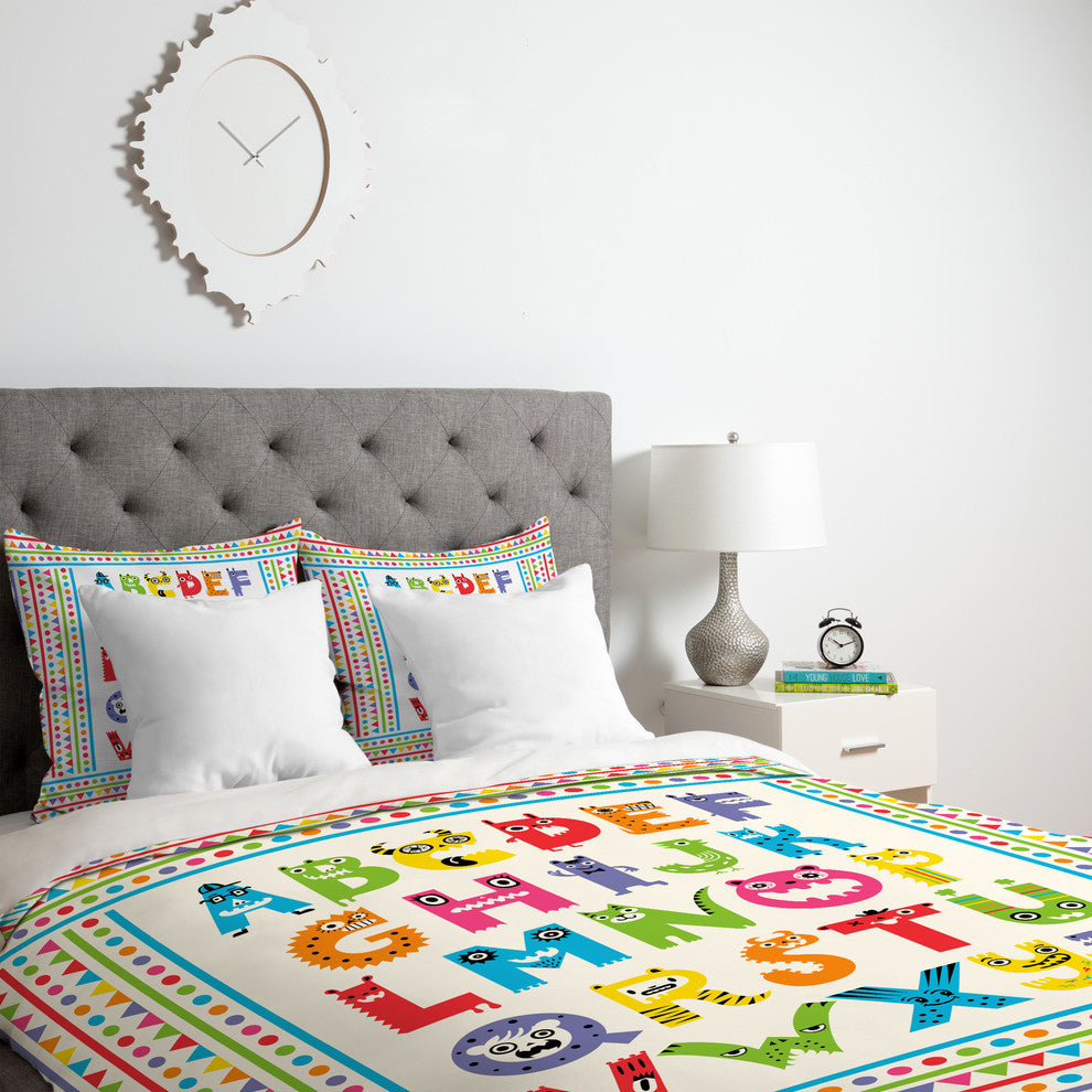 Deny Designs Andi Bird Alphabet Monsters Duvet Cover - Lightweight