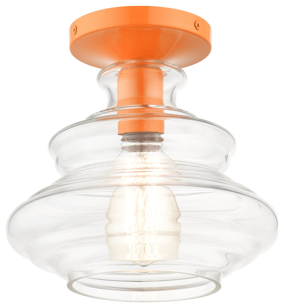 1 Light Shiny Orange Semi-Flush