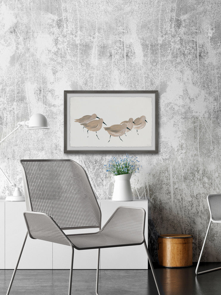 "Little Brown Birds" Framed Painting Print, 18"x12"