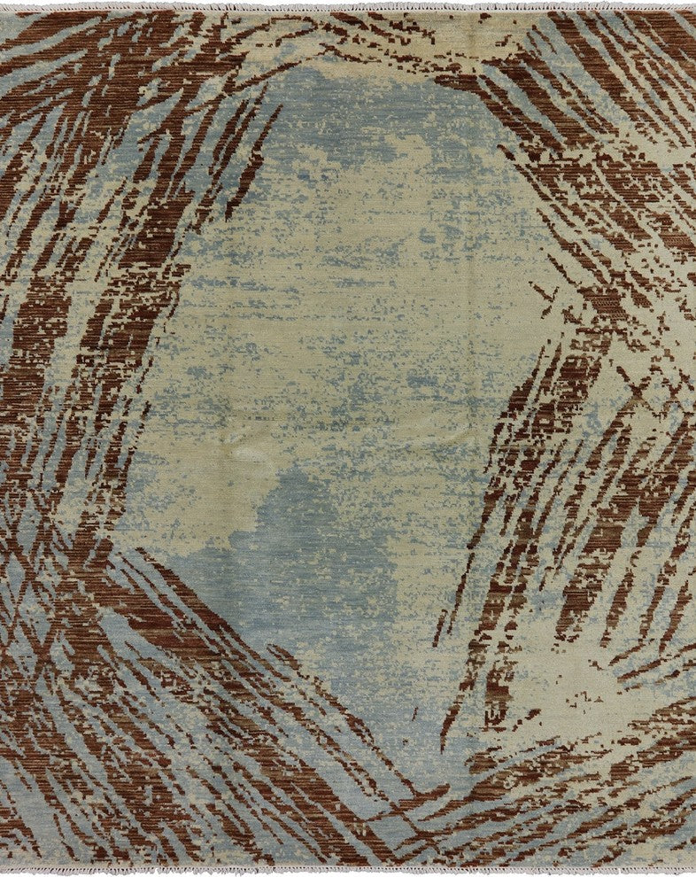 Abstract Multicolor 8'x10' Turkish Knotted Modern Hand Knotted Wool Rug