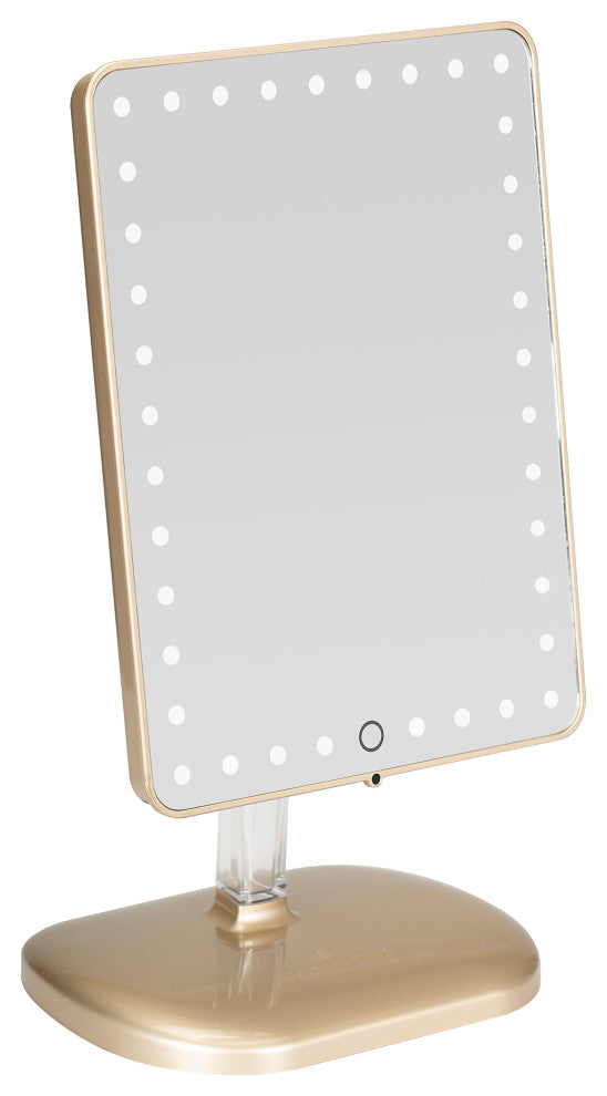 Touch Pro LED Makeup Mirror With Bluetooth Speaker and USB, Champagne Gold