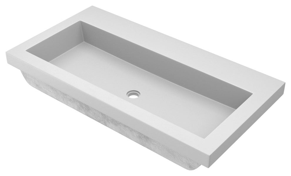 Trough 3619 Bathroom Sink, Pearl, No Faucet Holes