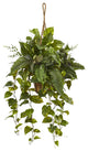 Mixed Pothos and Boston Artificial Fern, Hanging Basket