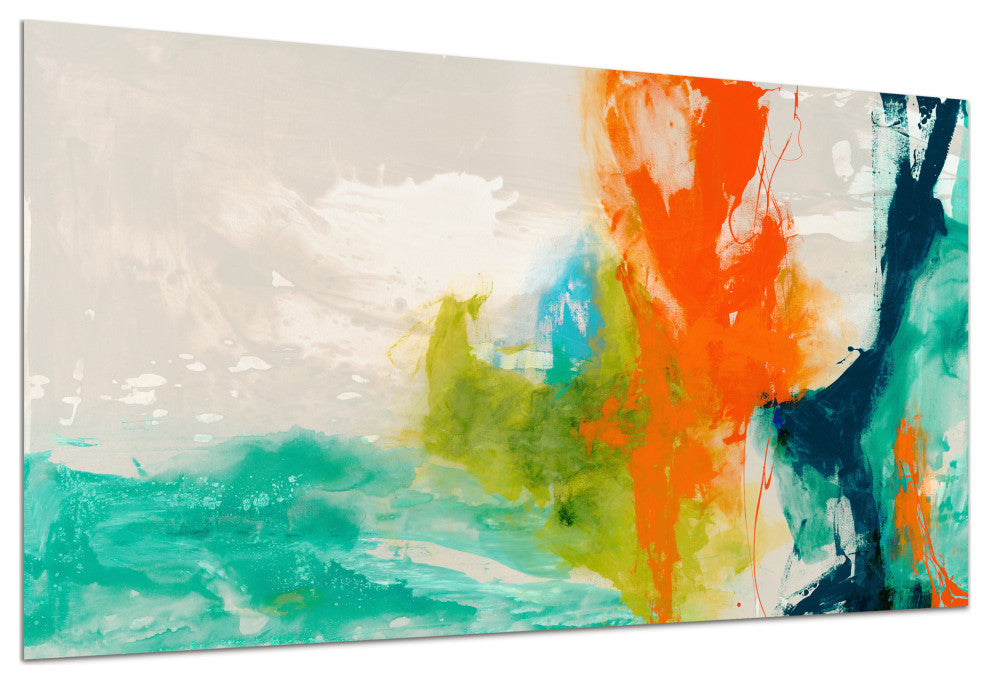 "Tidal Abstract 1" Frameless Free Floating Tempered Glass Wall Art