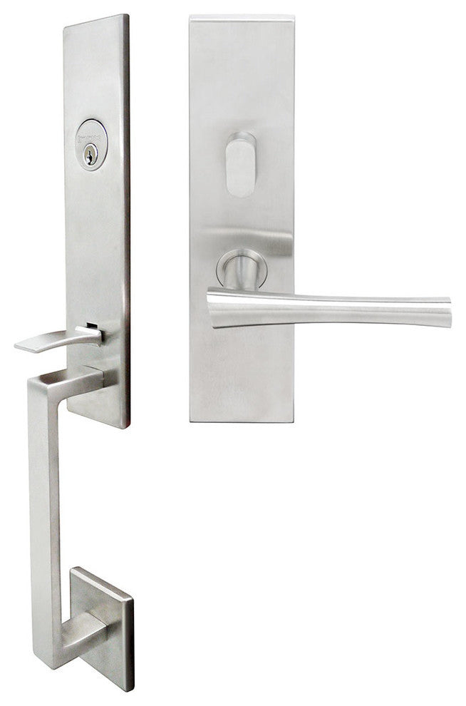 Champagne Lever, Mortise Entry Handleset, RHR, Satin Stainless Steel