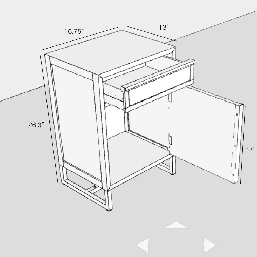 17" 1-door Accent Cabinet, Natural, White Wash
