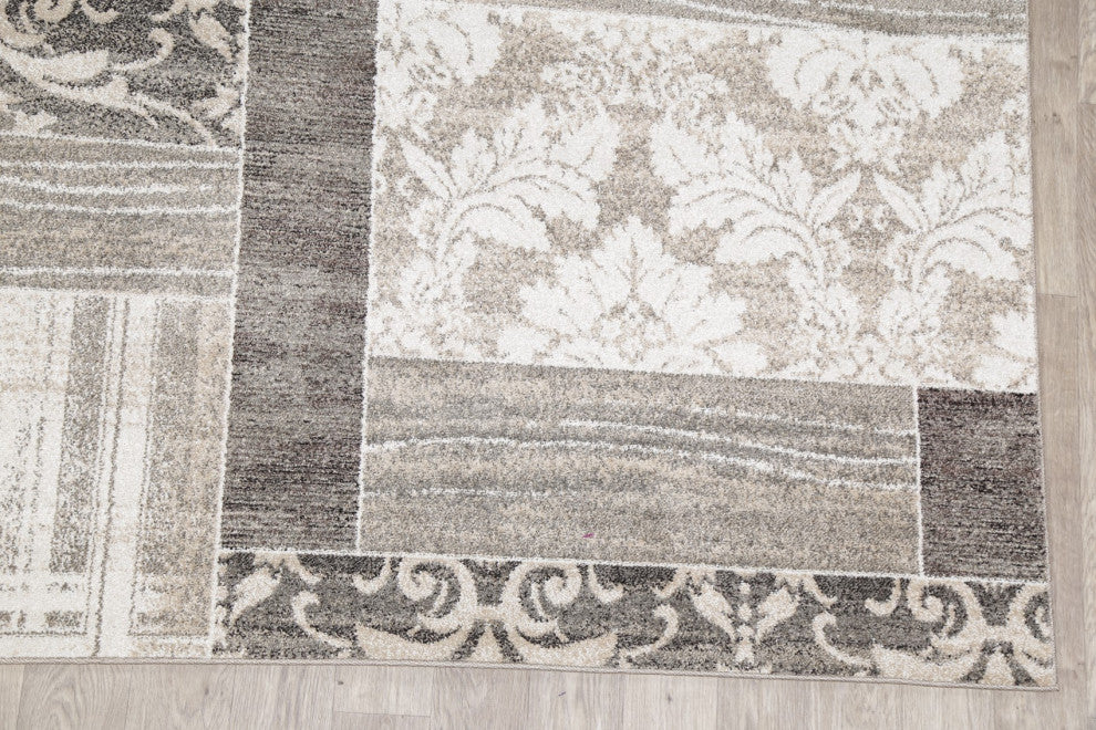 Symphony Design Patchwork Turkish Oriental Transitional Area Rug, Beige, 8 X 10