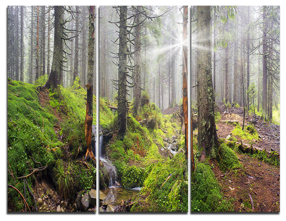 "Bright Green Carpathian Forest" Photo Canvas Print, 3 Panels, 36"x28"