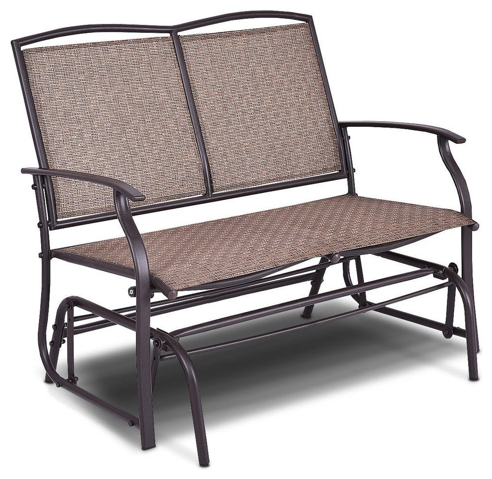 Modern Patio Glider Rocking 2 Person Steel Bench