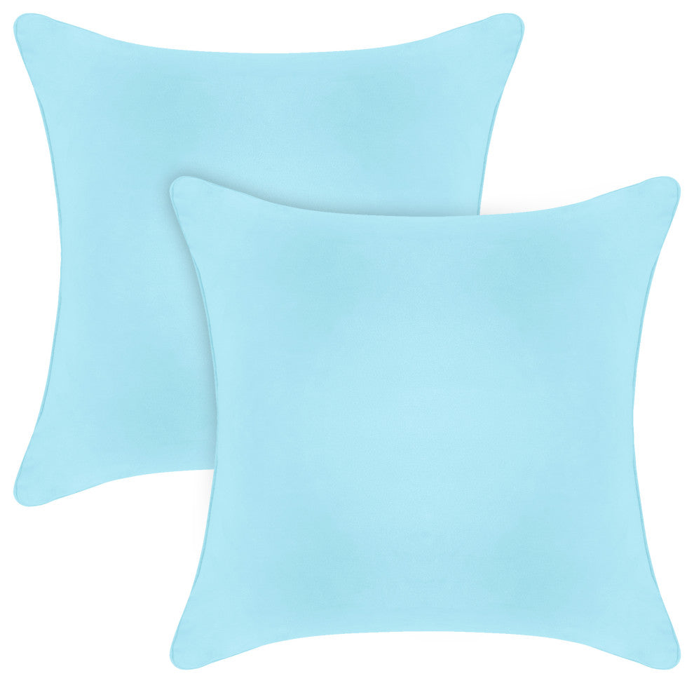 A1HC Soft Velvet Pillow Covers, YKK Zipper, Set of 2, Light Blue, 22"x22"