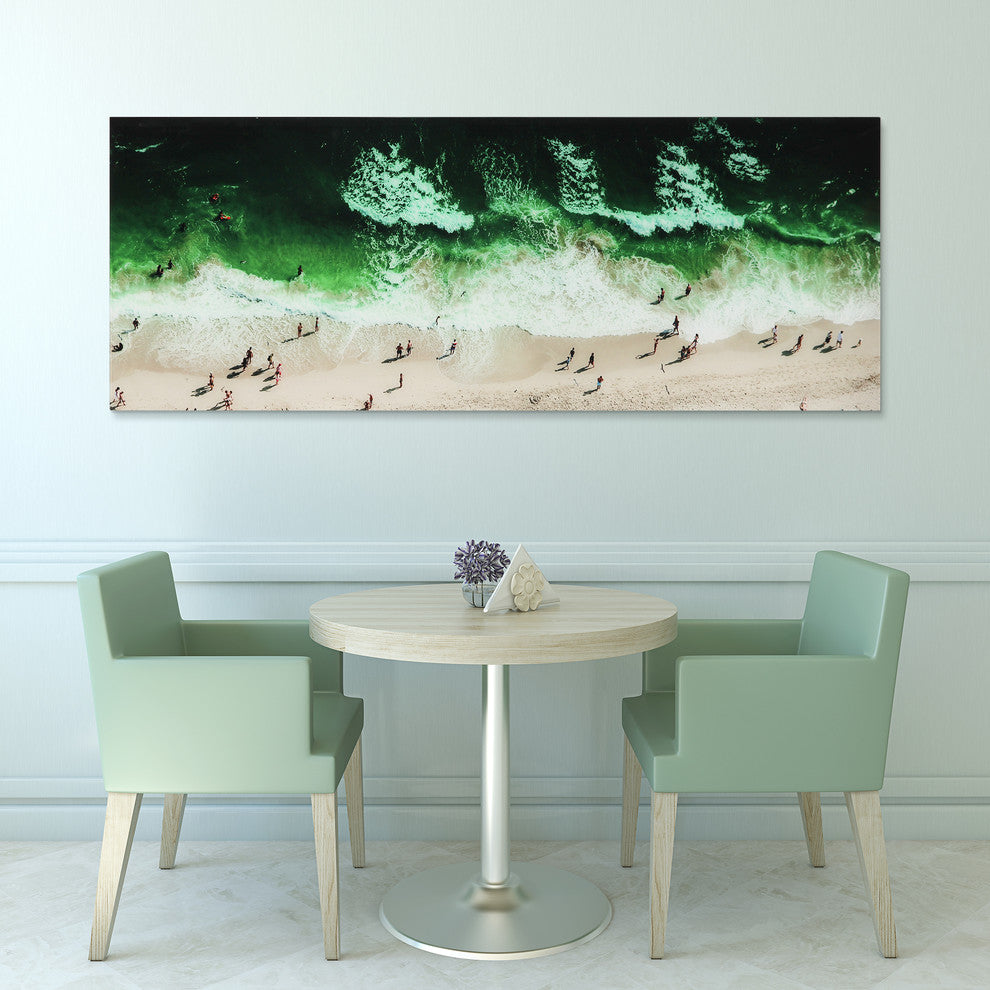 "High Tide" Beach Wall Art Frameless Free Floating Tempered Glass Print 24"x 63"