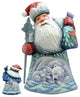 Polar Friends Wood Carved Santa