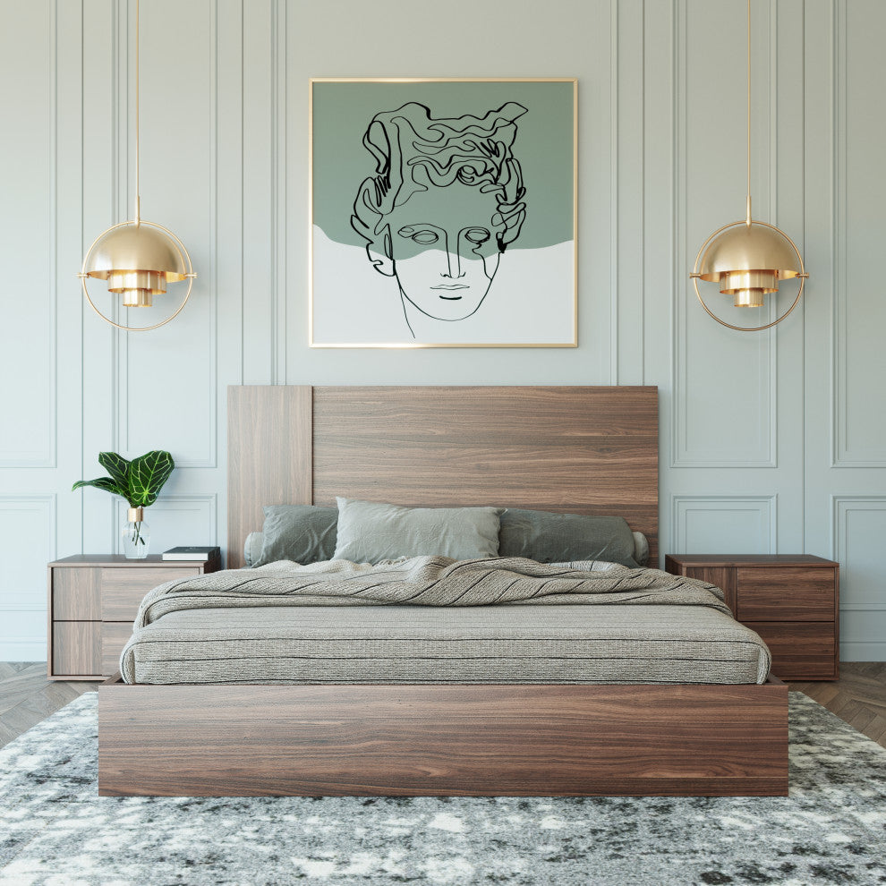 Nova Domus Asus Italian Modern Walnut Bed, Eastern King
