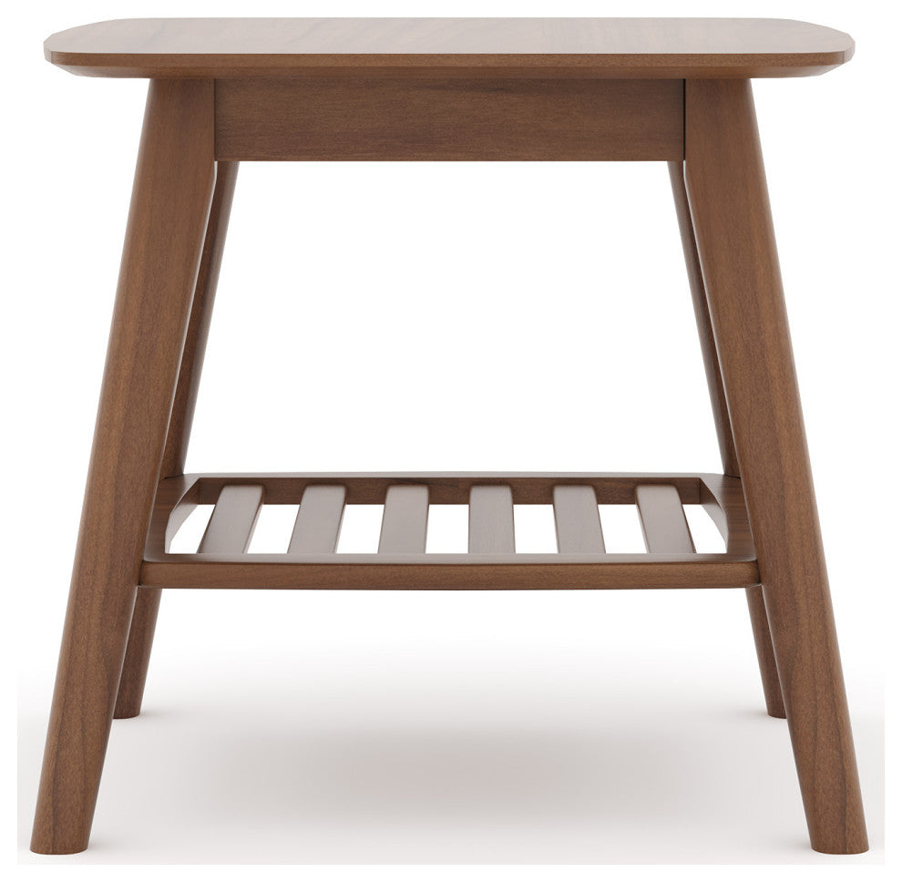 Modern Nightstand With Shelf and Drawer, Walnut Stain