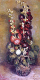 Vincent Van Gogh Vase with Holyhocks Premium Canvas Print