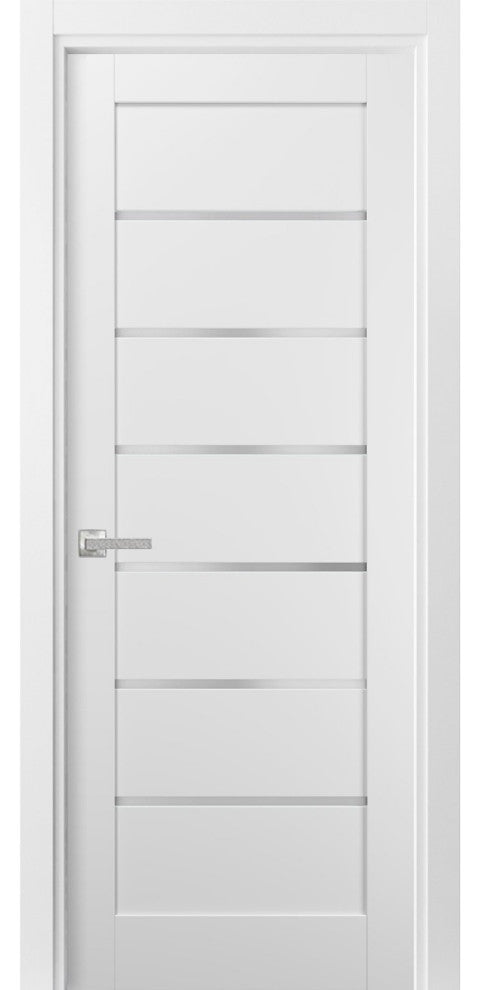 Door with Hardware |Quadro 4117 White Silk with Frosted Opaque Glass -42x96