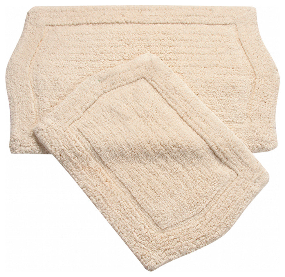 Waterford Collection Tufted Non-Slip Bath Rug, 2 Piece Set, Ivory