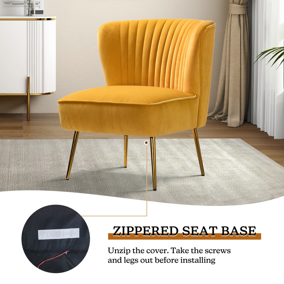 Velvet Accent Dining Chair, Mustard