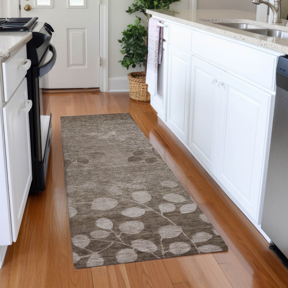 Machine Washable Indoor/Outdoor Chantille ACN1900 Taupe 2'3" x 7'6" Runner Rug