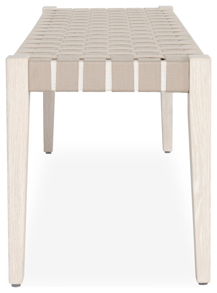 Orlando 62" Oak Wood Bench by Kosas Home, White