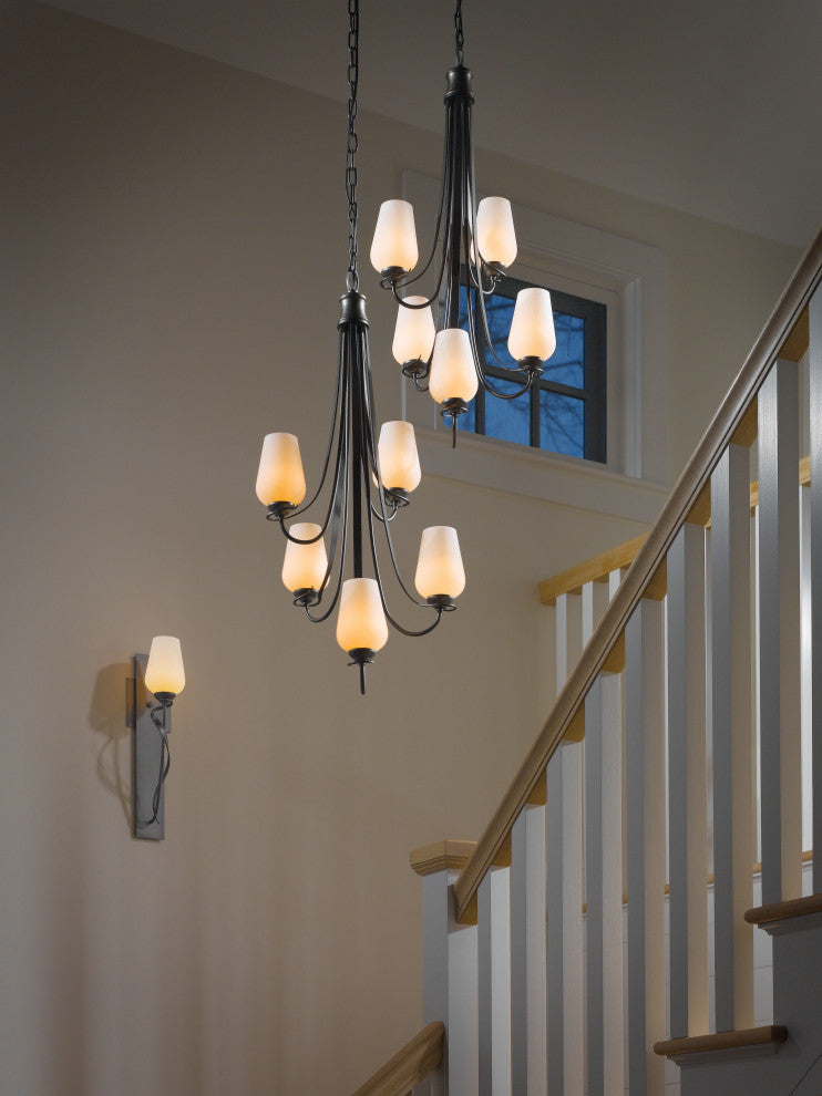 Flora High Sconce, Dark Smoke Finish, Opal Glass